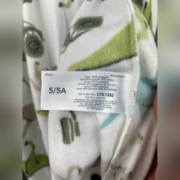 Carter’s boys dino zippered footie pajamas Size 5 - Picture 8 of 9